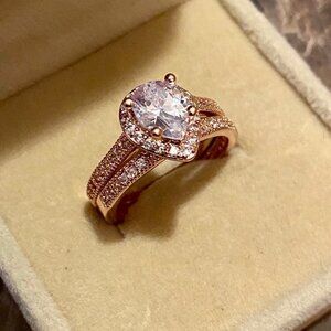 White Sapphire Ring S925 Over 18K Rose Gold Filled